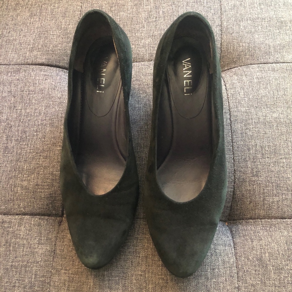 Vaneli Black Suede Heels Comfortable Heels 7 Wide